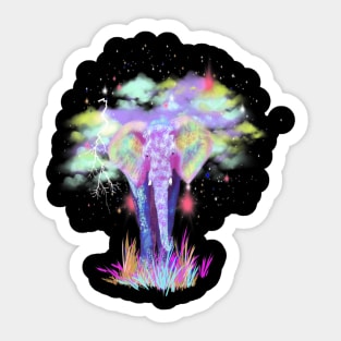 Colorful Galaxy Elephant Purple Tribal Sticker